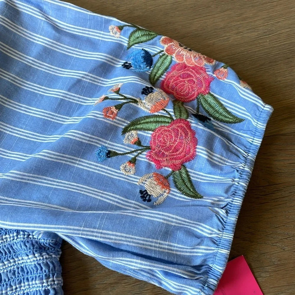 Embroidered Stripped Crop Top Size Large NWT - Picture 4 of 7